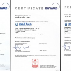 ISO 9001 Kalite Yönetim Sistemi Sertifikası TÜRKAK (2010-2014 Arası)