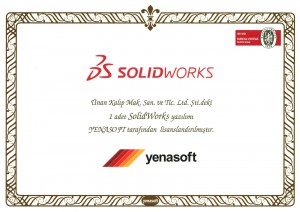 Solidworks ''Şirket Lisans'' Sertifikası