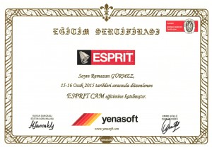 ESPRIT ''Kullanıcı'' Sertifikası