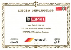 ESPRIT ''Kullanıcı'' Sertifikası